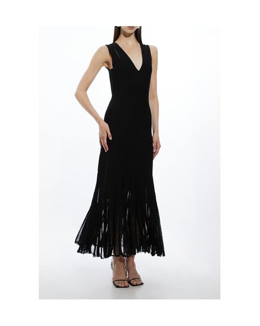 Karen Millen Black Sheer Skirt Maxi Knit Dress