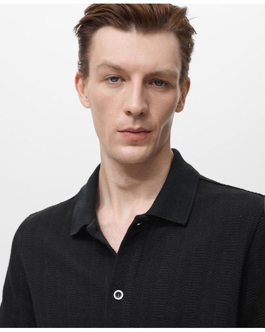 Mango Black Structured Knitted Shirt for men