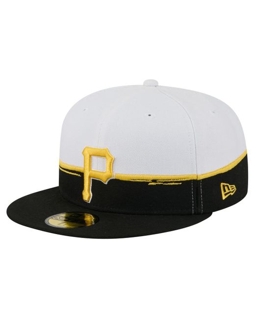 KTZ Black/white Pittsburgh Pirates Paint Stroke 59fiftyâ Fitted Hat for men