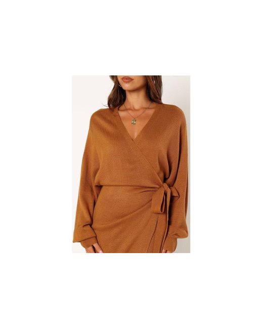 Petal & Pup Black Nova Wrap Knit Midi Dress