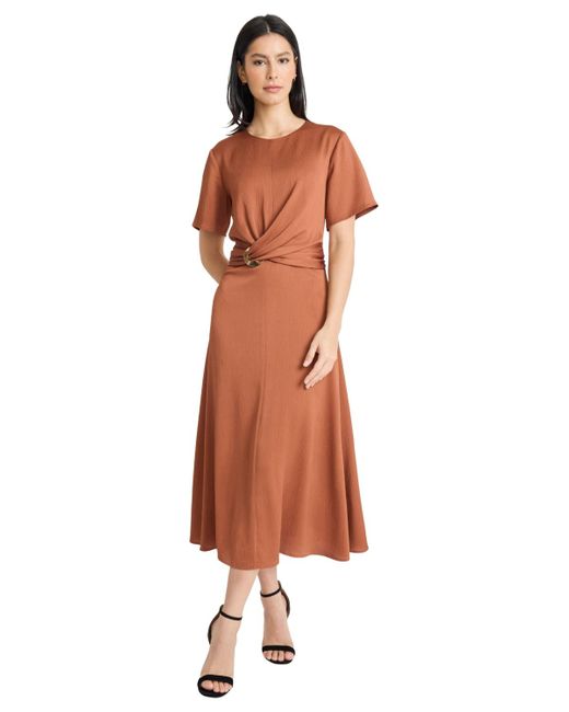 Maggy London Brown Waist Detail Midi Dress