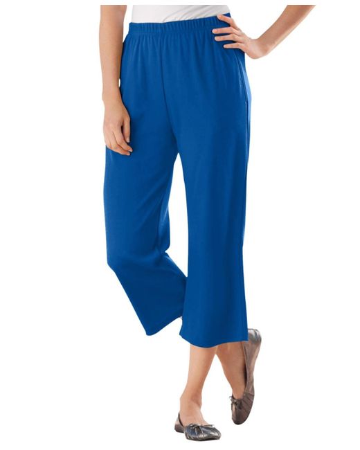 Woman Within Blue Within 7-day Knit Capri