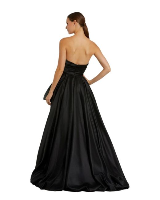 Mac Duggal Black Strapless Ruched High Low Gown