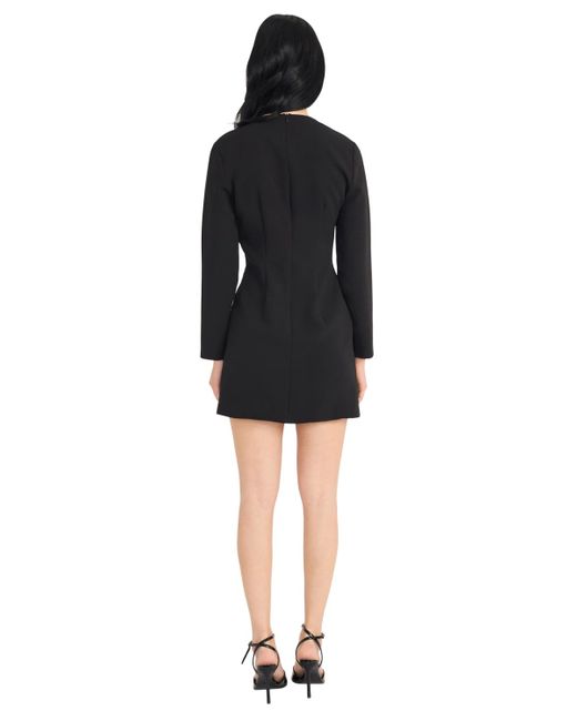 crepe dress long sleeve Black long-sleeve crepe dress main image 0