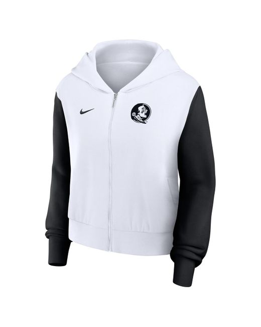 Nike Blue Florida State Seminoles Cropped Beyond Capability Color-block Script Full-zip Hoodie