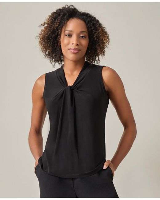 Kasper Black Sleeveless Knot Front Jersey Top