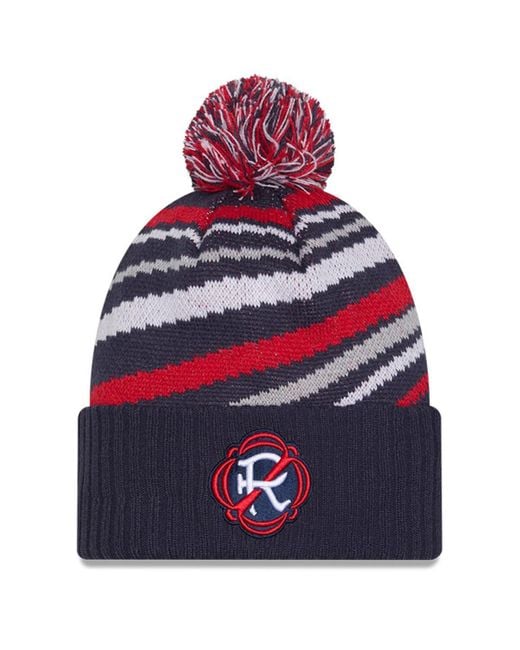 KTZ Red New England Revolution 2025 Jersey Hook Cuffed With Pom Knit Hat for men