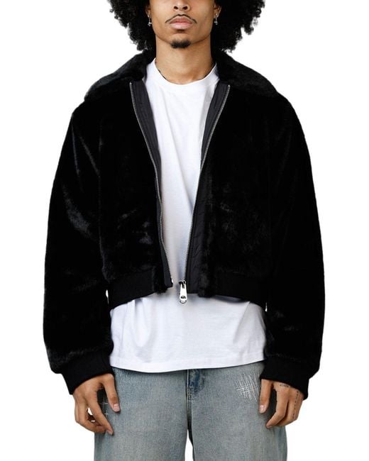 MNML Black Night Wolf Faux Jacket for men