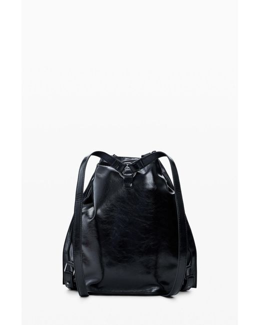 Desigual Black Medium Shiny Backpack, Polyurethane
