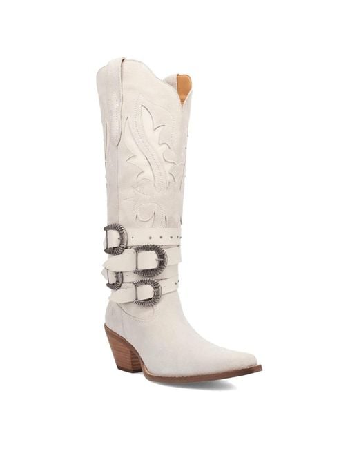 Dingo White Buck Wild Suede Leather Boot