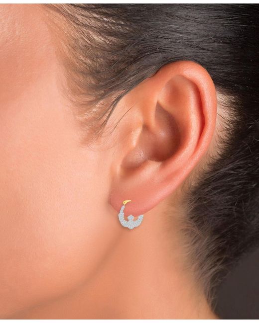 Macy's Metallic Crystal Pave Wavy Patterned Small Hoop Earrings