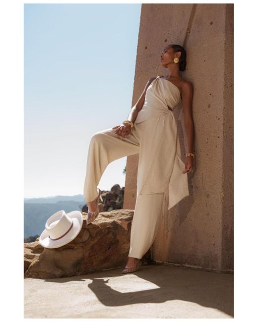 JLUXLABEL Natural Palmera One Shoulder Top