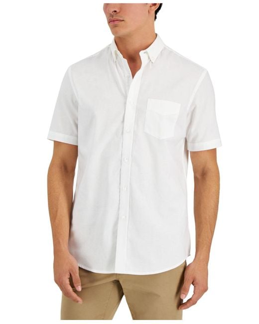 Club Room Cotton Solid Oxford Shirt, Created For Macy's in Bright White ...
