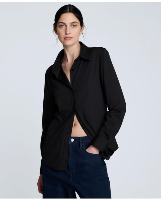 Kenneth Cole Women's Blue Silky Jersey Button-front Shirt