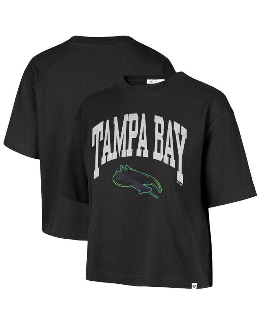 '47 Black Tampa Bay Rays City Connect Shale Drop Shoulder Cropped T-shirt