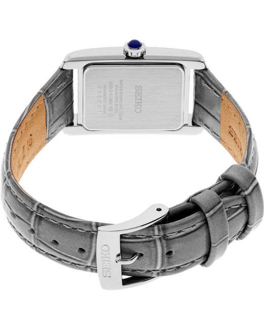 Seiko Gray Essentials Quartz Leather Strap Watch