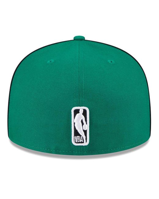 KTZ Green Boston Celtics Piped And Flocked 59fifty Fitted Hat for men