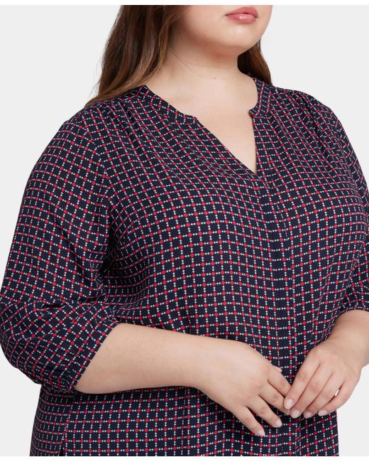 NYDJ Purple Plus Size Pintuck V-neck Top
