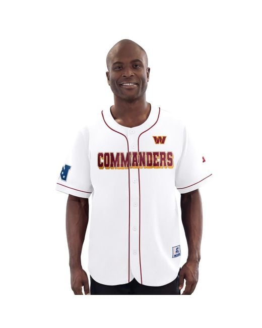 Starter White Washington Commanders Relay Full-button Baseball Jersey for men