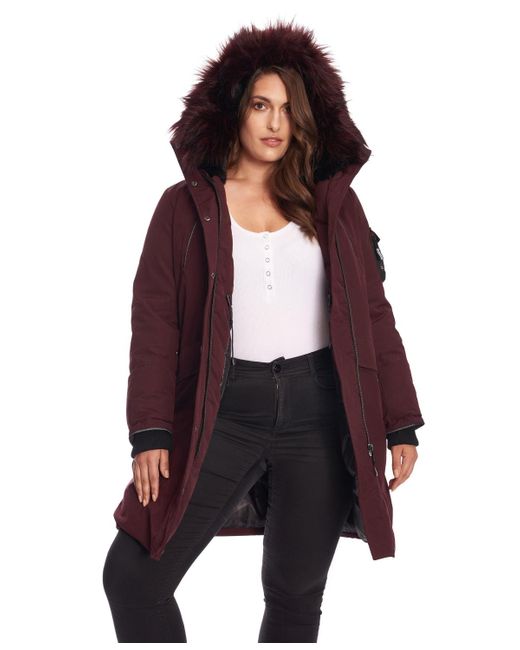 Alpine North Purple Plus Size Laurentian Long Parka Winter With Faux Fur Hood
