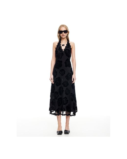 Lioness Black Stars Align Halter Neck Midi Dress