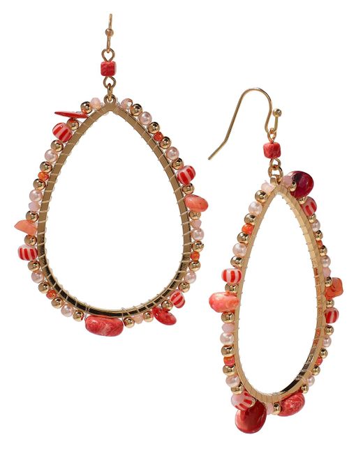 Style & Co. White Mixed Bead Open Drop Statement Earrings