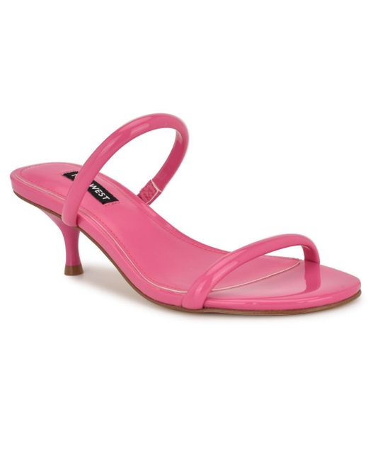 Nine West Pink Berri Double Strap Kitten Heel Sandals