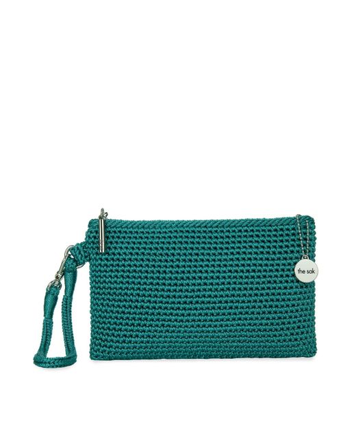 The Sak Green Vita Crochet Small Wristlet Wallet