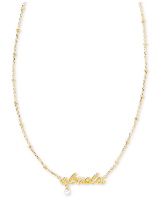Kendra Scott Metallic 14k Gold-plated Cultured Freshwater Pearl Abuela Script 19" Adjustable Pendant Necklace