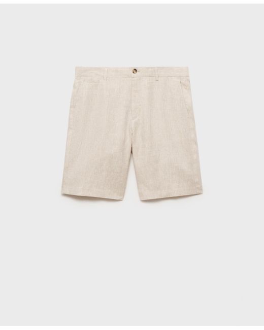 Mango Natural Tailored Linen Shorts for men
