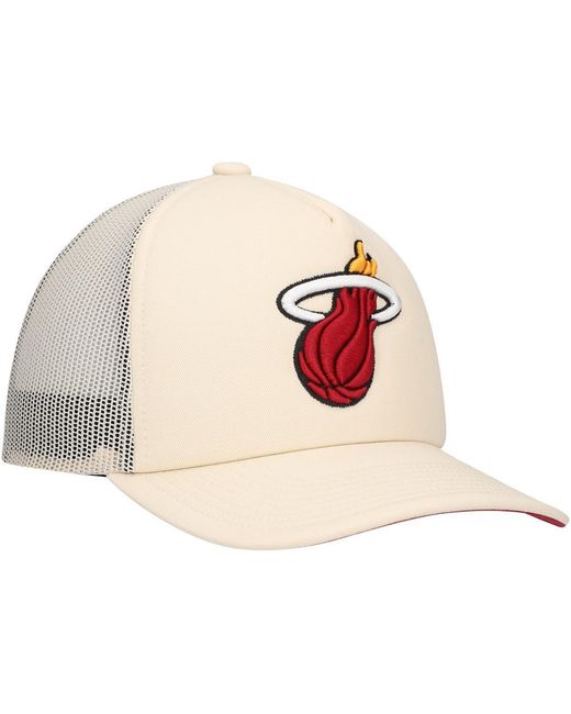 Mitchell & Ness Natural Miami Heat Trucker Adjustable Hat for men