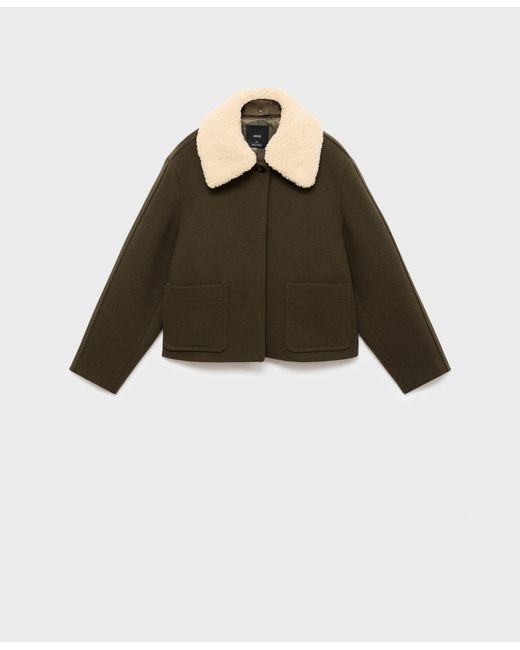 Mango Black Borg Collar Wool Blend Jacket