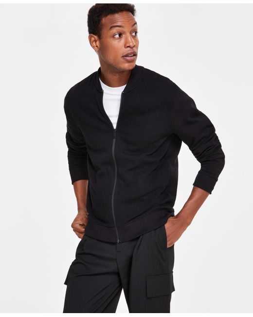 Alfani Pique Knit Bomber Jacket in Black for Men Lyst