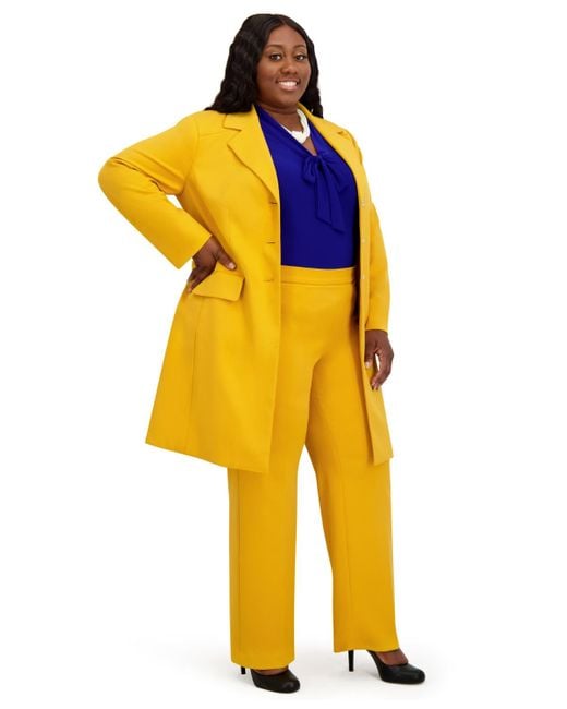Kasper Yellow Three Button Patch Pocket Trench Coat