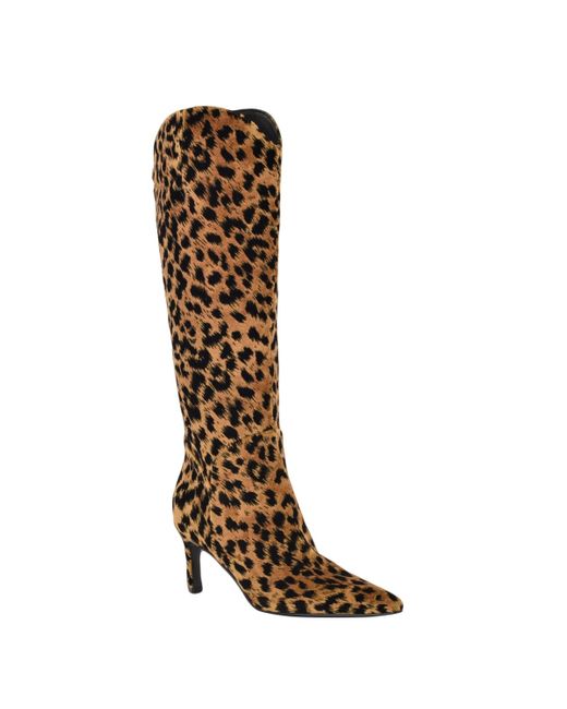 Guess Brown Palisa Wide Calf Tall Kitten Heel Dress Boots