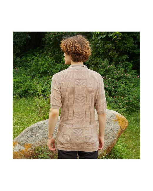 Campus Sutra Natural Patch-knit Shirt for men
