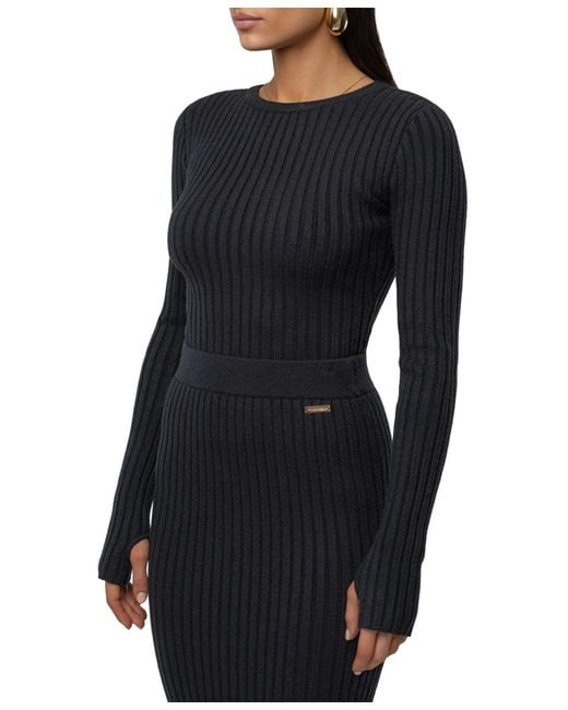 JLUXLABEL Black Overcast Ribbed Top