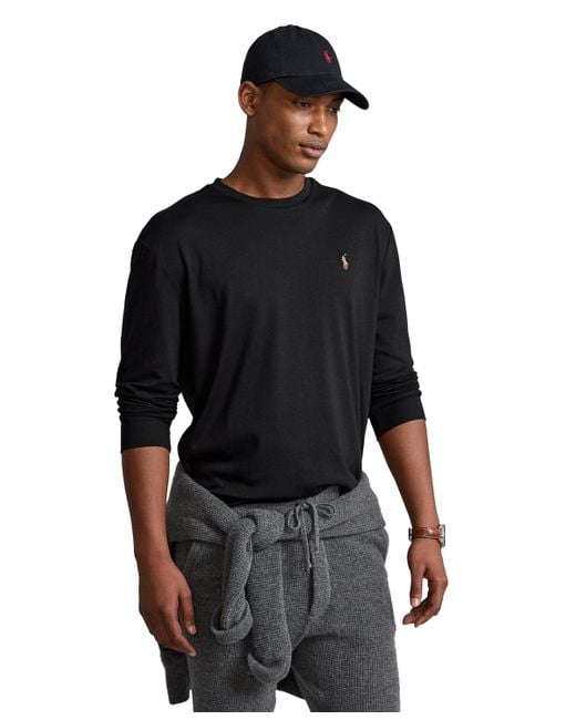 Polo Ralph Lauren Black Classic-fit Soft Cotton Crewneck T-shirt for men