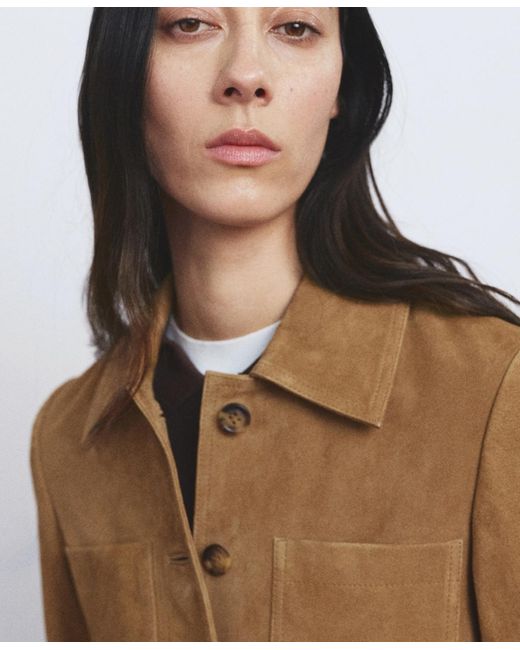 Mango Brown Buttons Suede Jacket