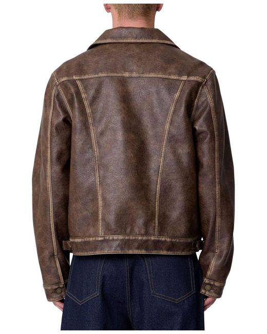 MNML Brown Washed Leather Jacket