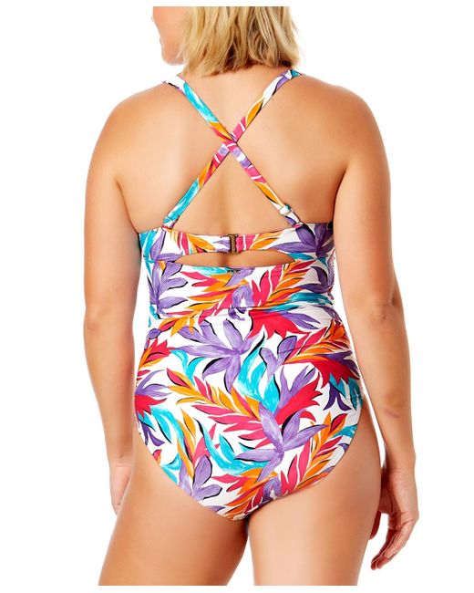 Anne Cole Multicolor Tropical-print One-piece Swimsuit