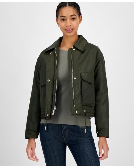 Michael Kors Blue Michael Reversible Bomber Barn Jacket