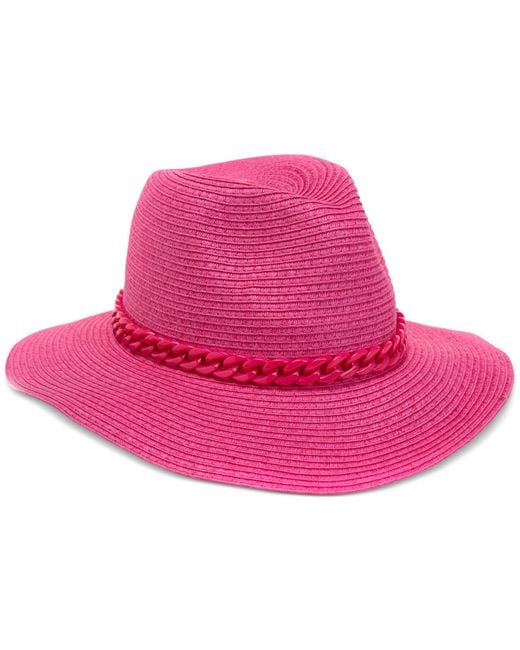 INC International Concepts Pink Chunky Chain Panama Hat