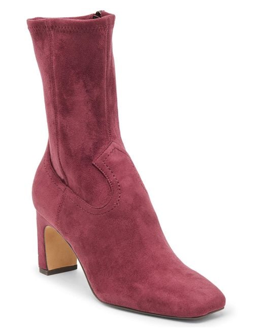 Dolce Vita Purple Roan Square-toe Pull-on Stretch Dress Booties
