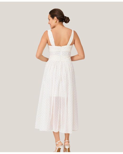 J. Mendel Natural Metallic Print Twist Pleated Midi Dress