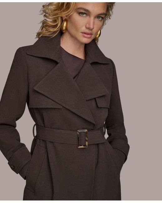 Donna Karan Brown Belted Notched-collar Trench Coat