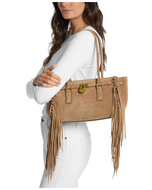 Michael Kors White Michael Hamilton Moderne Medium Leather East West Shoulder Tote
