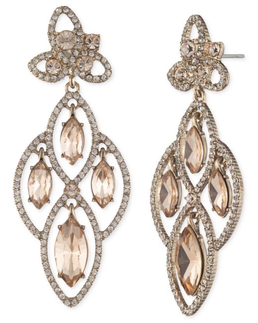 Givenchy Metallic Silver-tone Pavé Crystal Floral Post Chandelier Earrings
