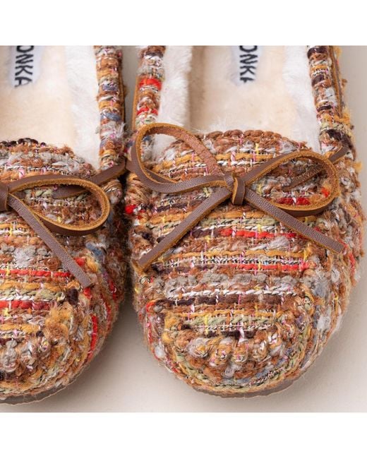 Minnetonka White Cally Patterned Slippers