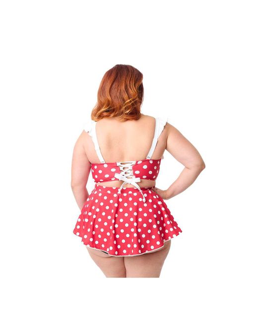 Unique Vintage Red Plus Size Pin-up Coronado Swim Skirt